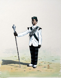 Military Uniforms - Drum Major, 7th Duke of Edinburgh's Own Ghurkha Rifles (Original) (Signed) Military Uniforms - Drum Major, 7th Duke of Edinburgh's Own Ghurkha Rifles (Original) (Signed)