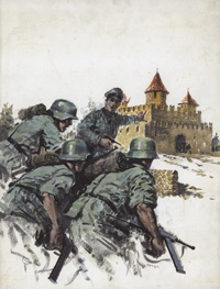 War Picture Library cover #1254 'Run For Your Life' (Original) (Signed) War Picture Library cover #1254 'Run For Your Life' (Original) (Signed)