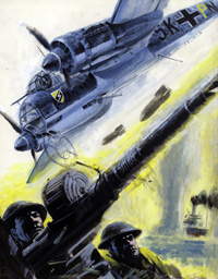 War Picture Library cover #614 'Thru' Fire and Water' (Original) War Picture Library cover #614 'Thru' Fire and Water' (Original)