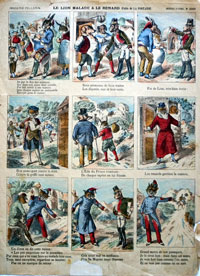Imagerie dEpinal Le Lion Malade & Le Renard ( Fable de la Fontaine)