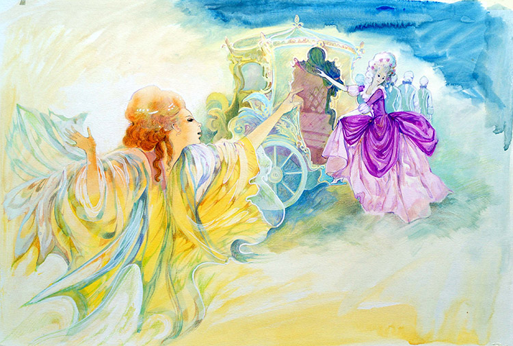 Cinderella - The Fairy Godmother Sends Cinderella Off (Original) by Gwen Green Art at The Illustration Art Gallery