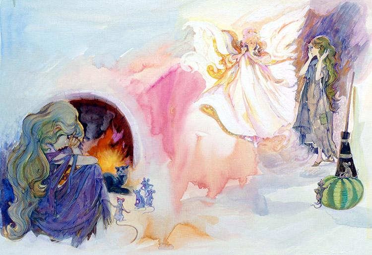 Cinderella - The Fairy Godmother Appears (Original) by Gwen Green Art at The Illustration Art Gallery