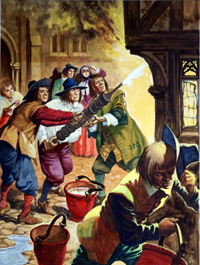 Fighting The Great Fire Of London  (TWO pages) (Originals)