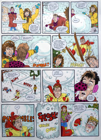 Harry Comes a Cropper in The Snow (Original) (Signed)