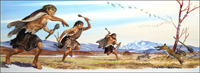 Neanderthal Boys Hunting Rabbits (Original)