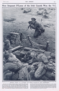 How Sergeant O'Leary of the Irish Guards Won the V.C. (original page from The Sphere 1915) (Print)