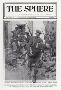 A Scottish Regiment in Loos 1915 (original cover page from The Sphere) (Print)