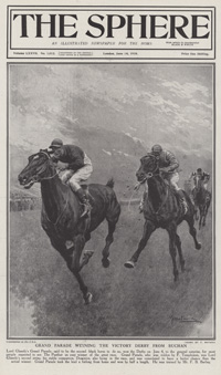 Grand Parade wins the Derby (original cover page from The Sphere 1919) (Print)