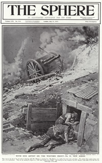Gunners taking cover (original cover page from The Sphere 1917) (Print)