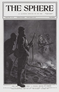Who Goes There? At Combles (original cover page from The Sphere 1916) (Print)