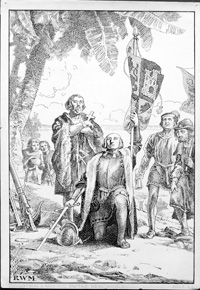 Columbus Landing In The New World (Original) (Signed)