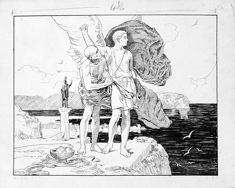 Icarus & Daedalus (Original) by Robert Wilson Matthews Art at The Illustration Art Gallery