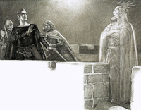 The Ghost of Hamlet's father appears to him on the battlements at Elsinore (Original) (Signed)