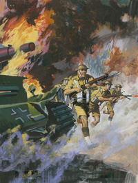 Battle Picture Library cover #174 'Blaze of Action' (Original) (Signed) Battle Picture Library cover #174 'Blaze of Action' (Original) (Signed)