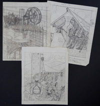 Castle Defences (set 3) - 3 cut-away sketches (Originals)